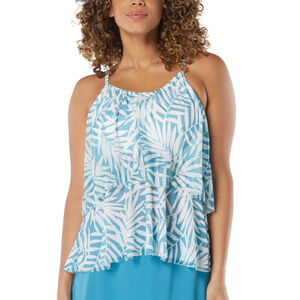 Coco Reef Women's True Mesh-Layer Printed Tankini Top Blue Bra-Size 34C 16209